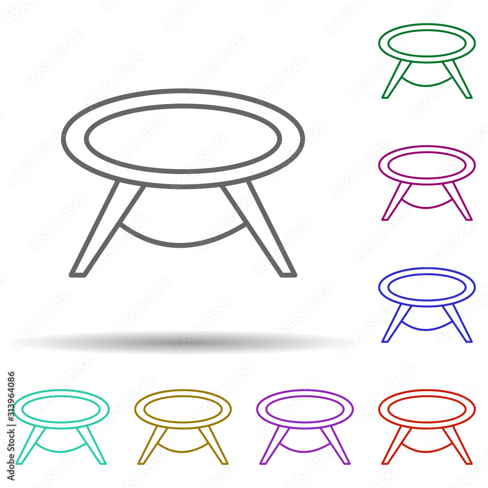 Poster round table multi color style icon. simple thin line, outline vector of furniture icons for ui and u