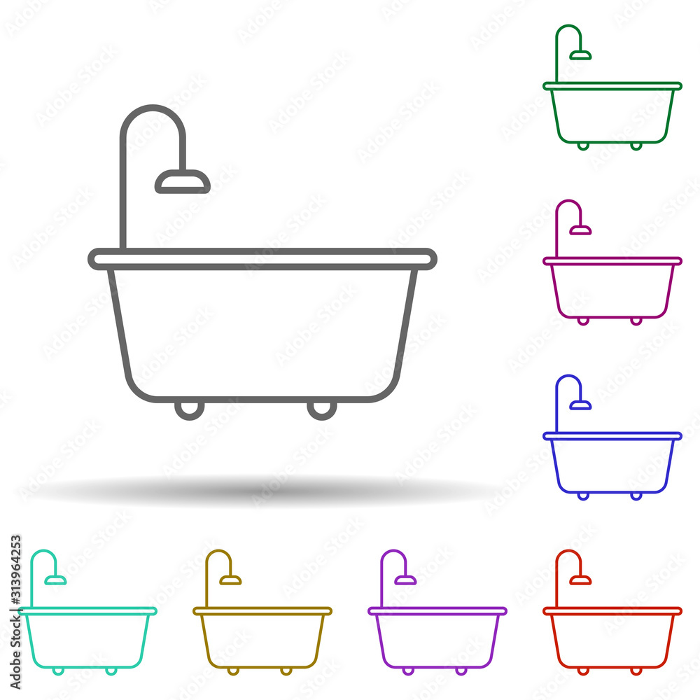 Poster bathroom multi color style icon. simple thin line, outline vector of furniture icons for ui and ux, 