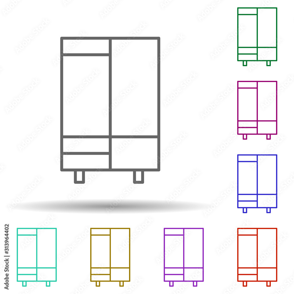 Poster wardrobe multi color style icon. simple thin line, outline vector of furniture icons for ui and ux, 