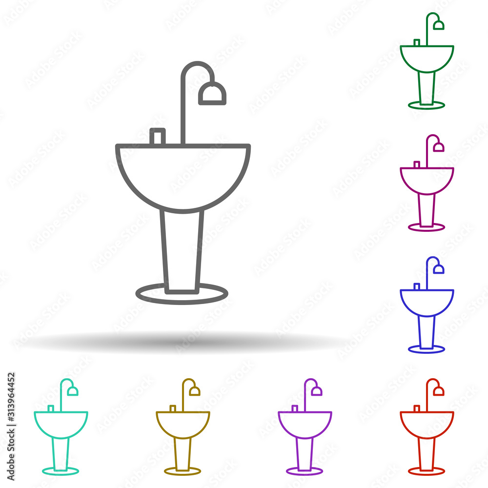 Poster sink multi color style icon. simple thin line, outline vector of furniture icons for ui and ux, webs