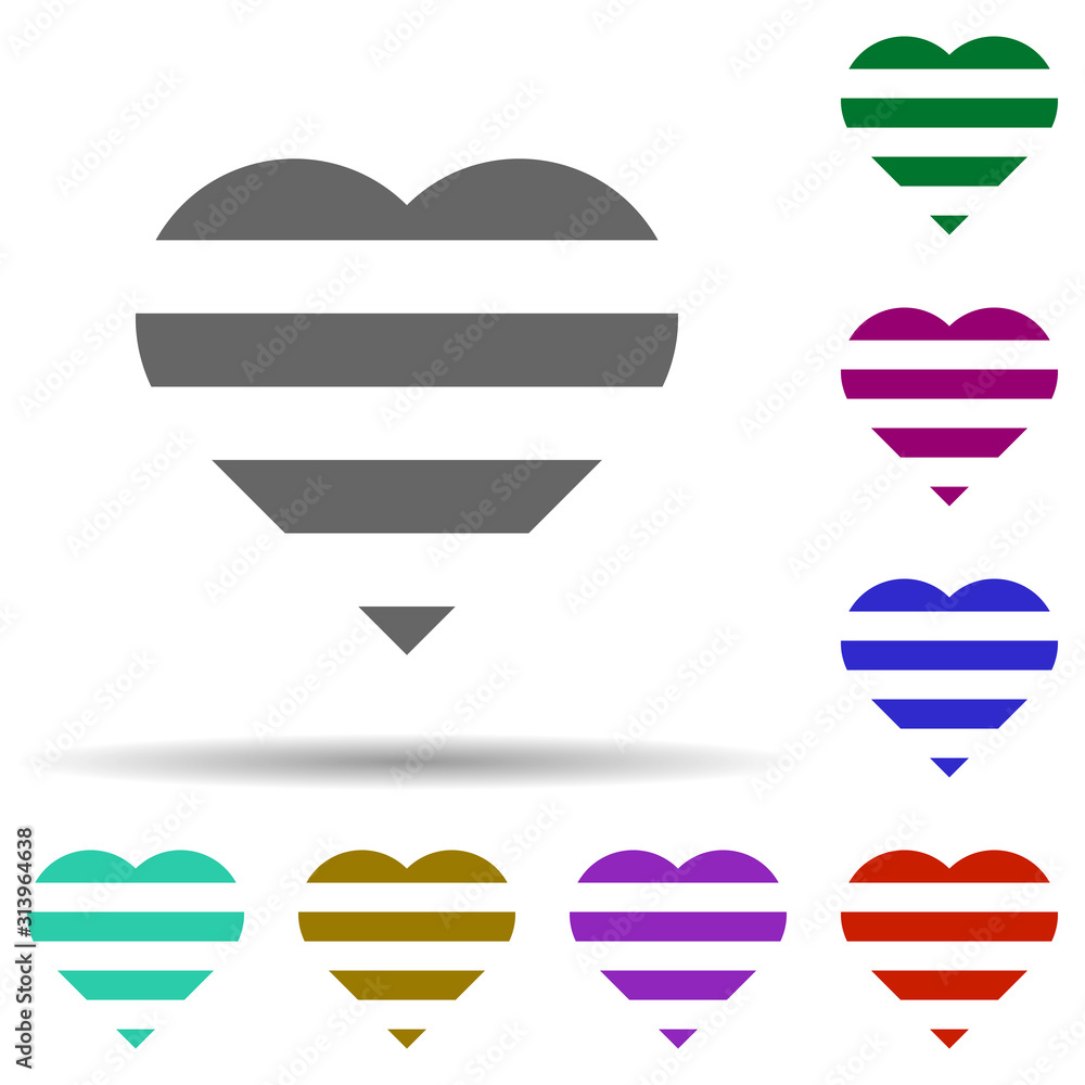 Poster heart flat in multi color style icon. simple glyph, flat vector of heart icons for ui and ux, websit