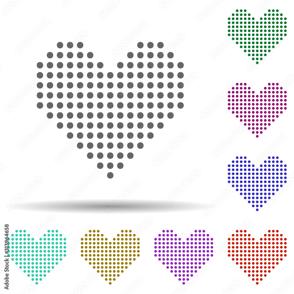 Poster heart points in multi color style icon. simple glyph, flat vector of heart icons for ui and ux, webs