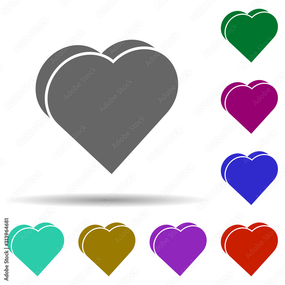 Poster heart 3d, flat in multi color style icon. simple glyph, flat vector of heart icons for ui and ux, we