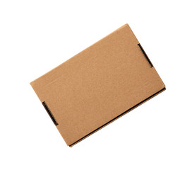 closed rectangular small brown box for transporting goods