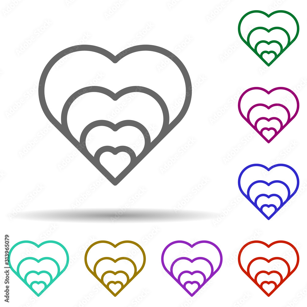 Poster heart outline in multi color style icon. simple glyph, flat vector of heart icons for ui and ux, web