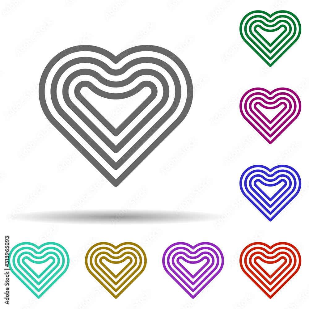 Poster heart outline in multi color style icon. simple glyph, flat vector of heart icons for ui and ux, web