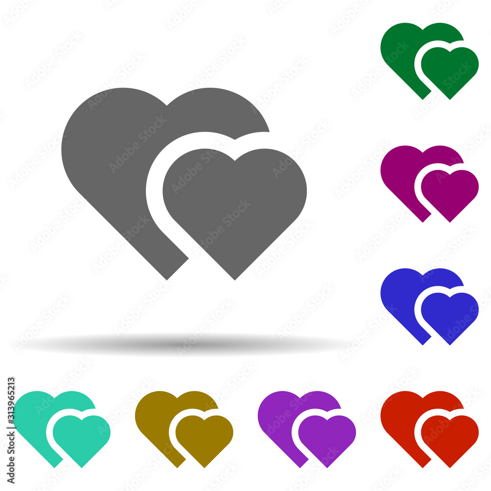 Poster heart flat in multi color style icon. simple glyph, flat vector of heart icons for ui and ux, websit