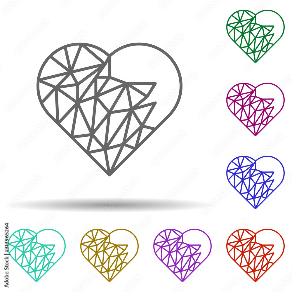 Poster heart outline in multi color style icon. simple glyph, flat vector of heart icons for ui and ux, web