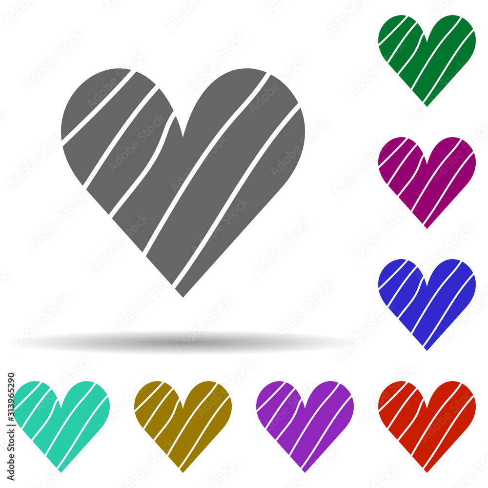 Poster heart flat in multi color style icon. simple glyph, flat vector of heart icons for ui and ux, websit