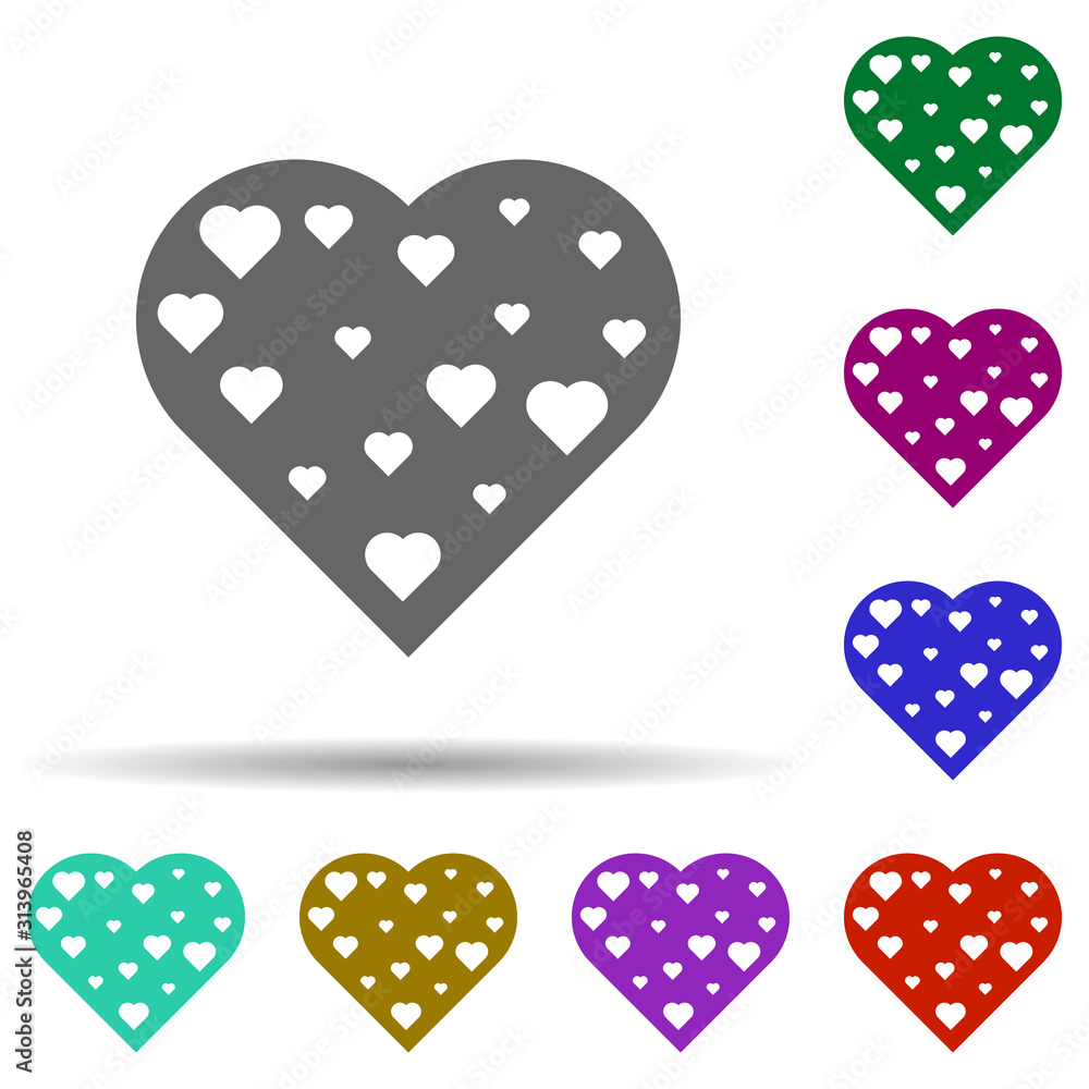 Poster heart flat in multi color style icon. simple glyph, flat vector of heart icons for ui and ux, websit