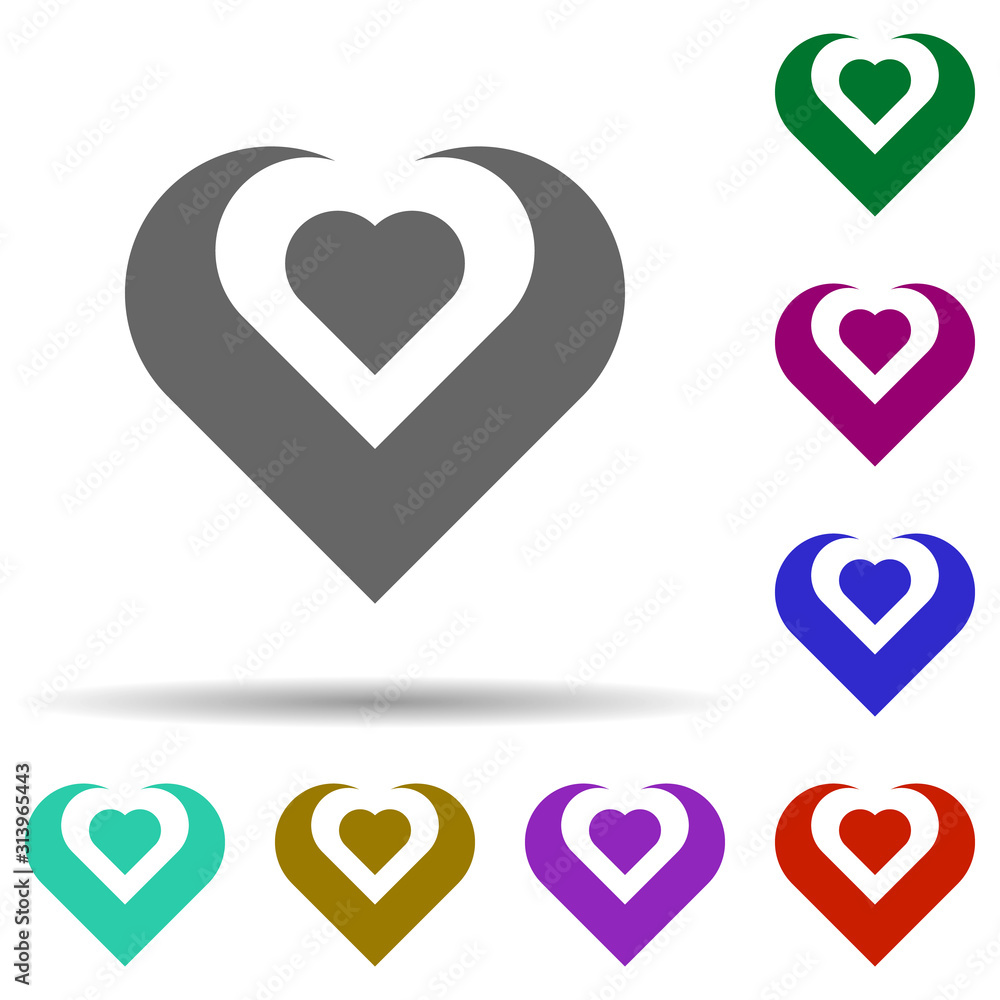 Poster heart flat in multi color style icon. simple glyph, flat vector of heart icons for ui and ux, websit