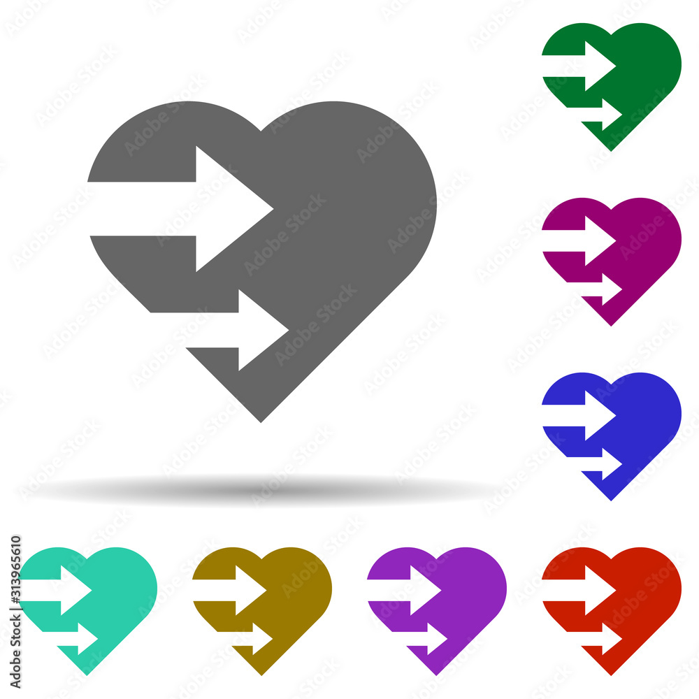 Poster Heart flat in multi color style icon. Simple glyph, flat vector of heart icons for ui and ux, website or mobile application