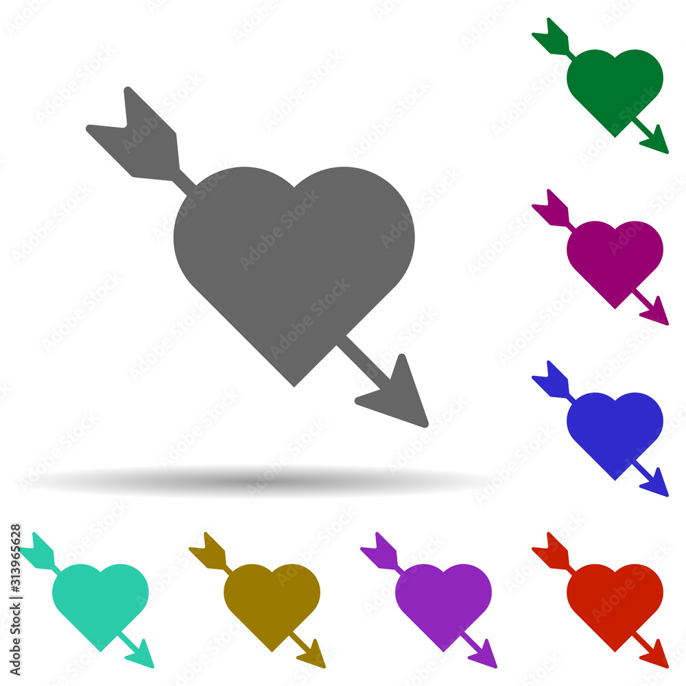 Poster Heart flat in multi color style icon. Simple glyph, flat vector of heart icons for ui and ux, website or mobile application
