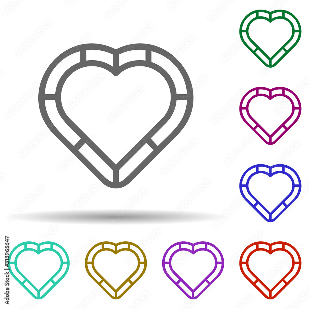 Poster heart outline in multi color style icon. simple glyph, flat vector of heart icons for ui and ux, web