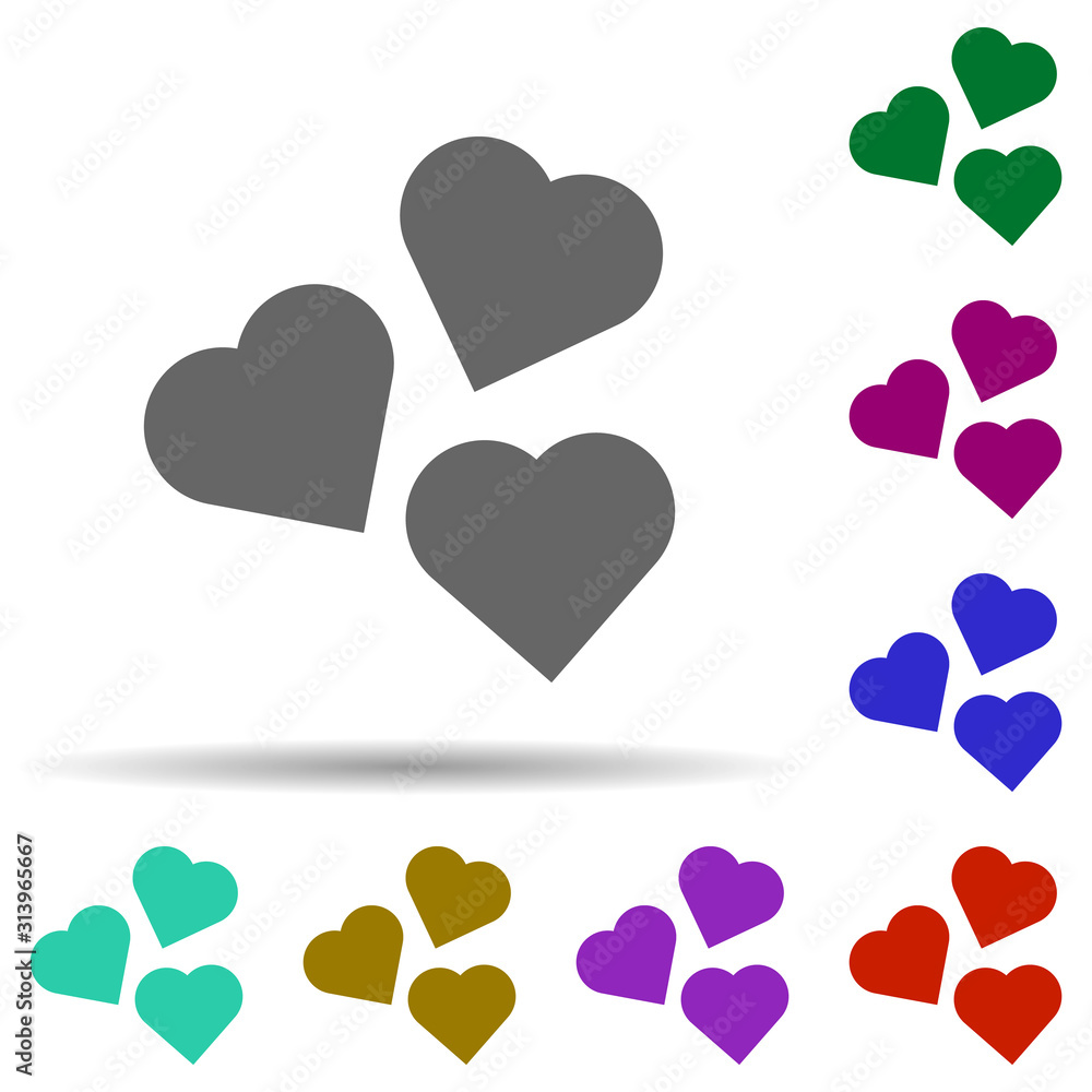 Poster Heart flat in multi color style icon. Simple glyph, flat vector of heart icons for ui and ux, website or mobile application