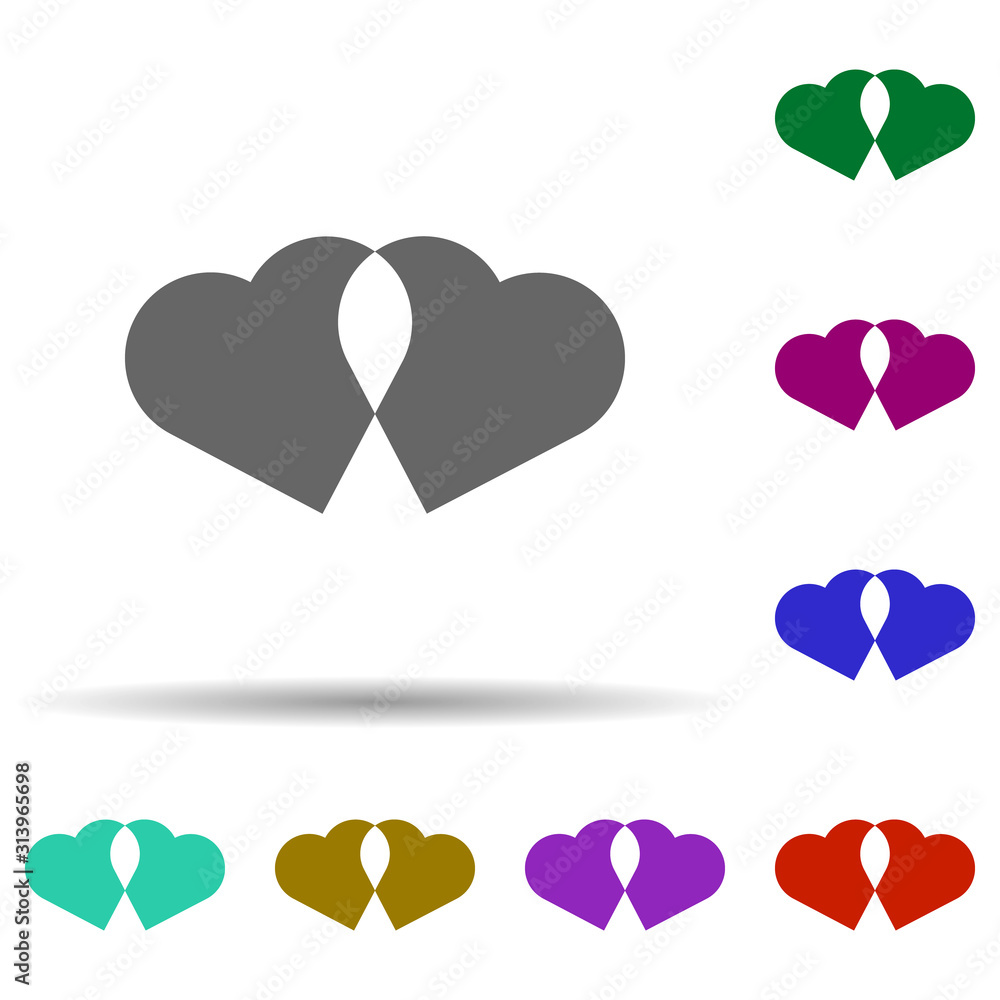 Poster Heart flat in multi color style icon. Simple glyph, flat vector of heart icons for ui and ux, website or mobile application