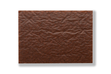 rectangular brown glossy sheet of paper isolated on white background