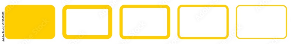 Poster rectangle icon yellow | rounded rectangles | blank box symbol | empty frame logo | button sign | iso