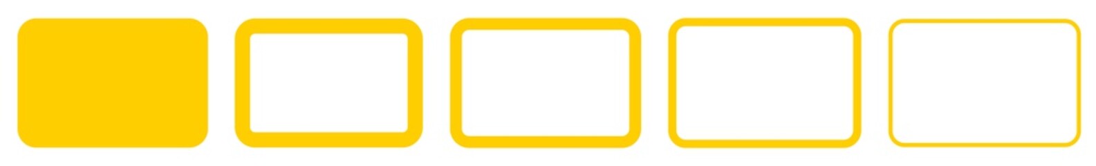 Rectangle Icon Yellow | Rounded Rectangles | Blank Box Symbol | Empty Frame Logo | Button Sign | Isolated | Variations