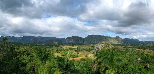 Panoramic view of the Viñales valley in Cuba