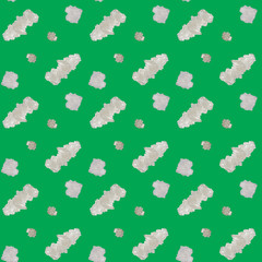 Seamless repetitive pattern with sugar crystals on green background