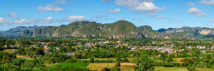 Panoramic view of the Viñales valley in Cuba