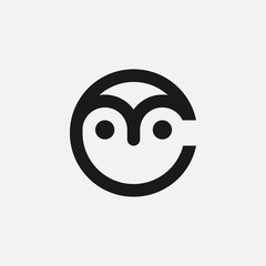 Minimal Letter C with Owl Logo Design