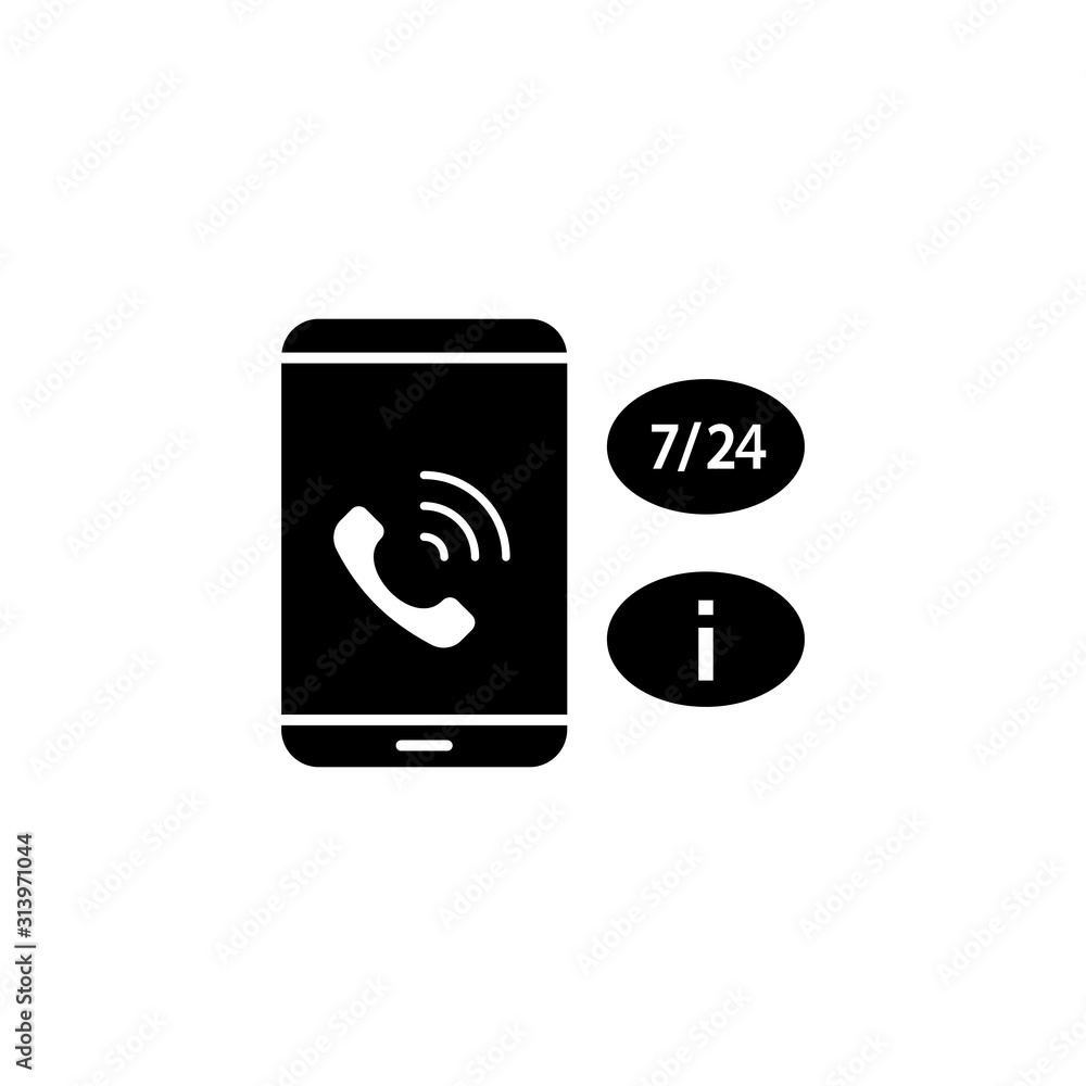 Aufkleber smartphone info 7/24 icon. simple connection sign icons for ui and ux, website or mobile application