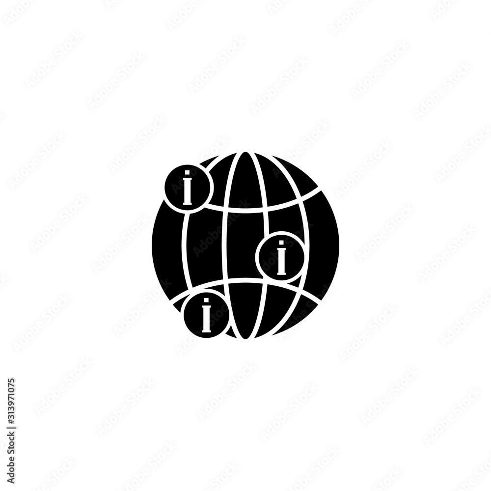 Aufkleber global info contact icon. simple connection sign icons for ui and ux, website or mobile application