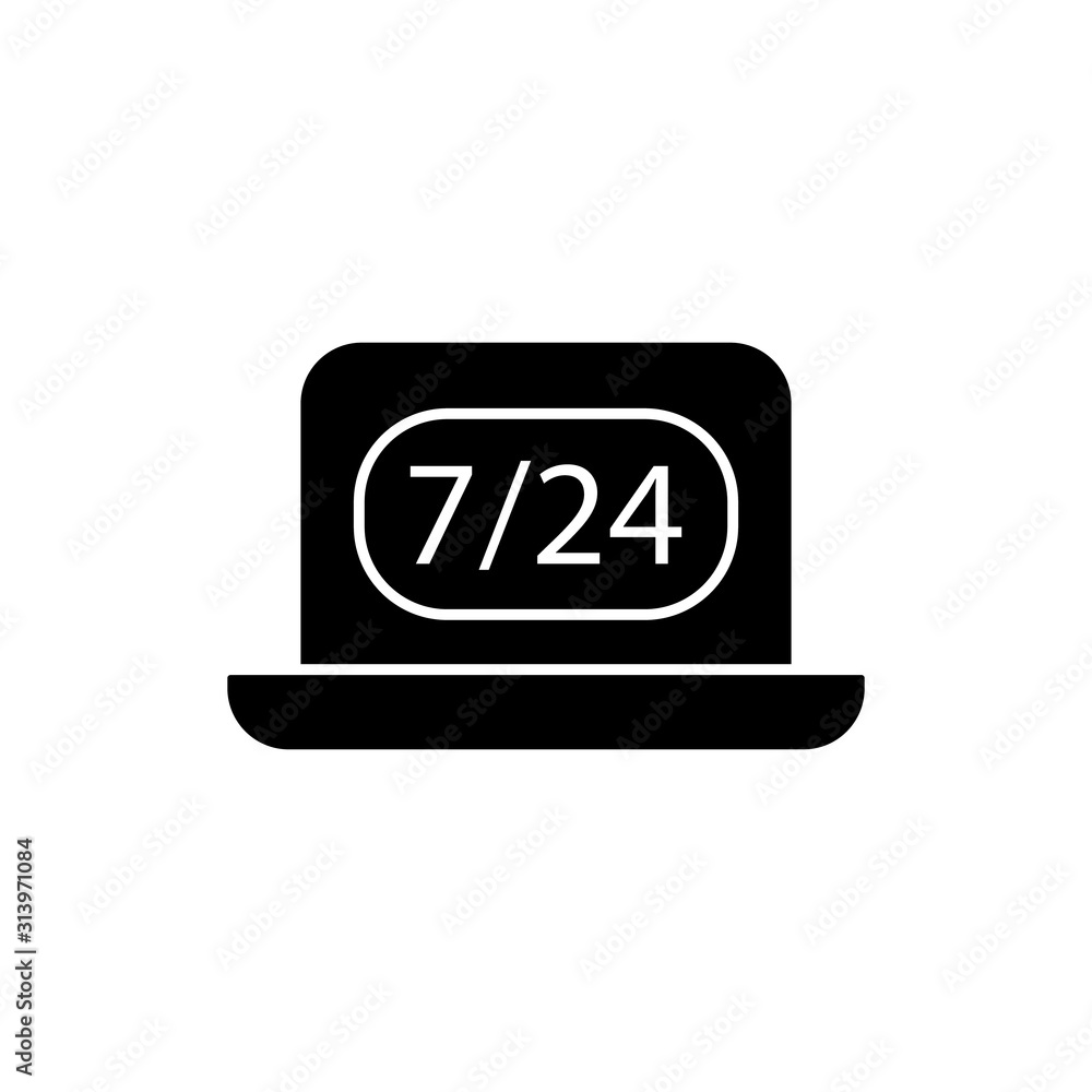 Poster laptop 7/24 contact icon. simple connection sign icons for ui and ux, website or mobile application