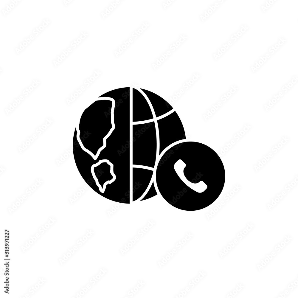 Poster global earth call icon. simple connection sign icons for ui and ux, website or mobile application