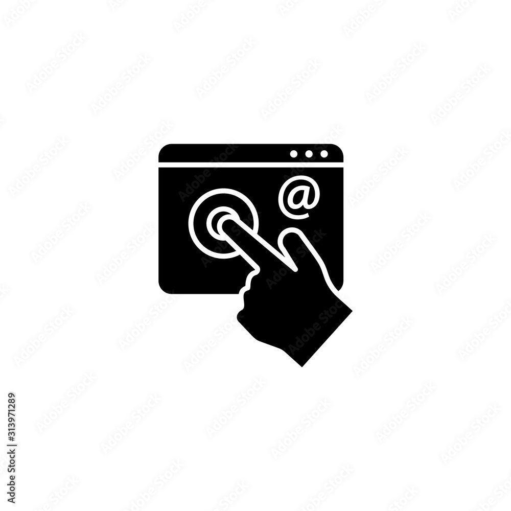 Poster website finger tap icon. simple connection sign icons for ui and ux, website or mobile application