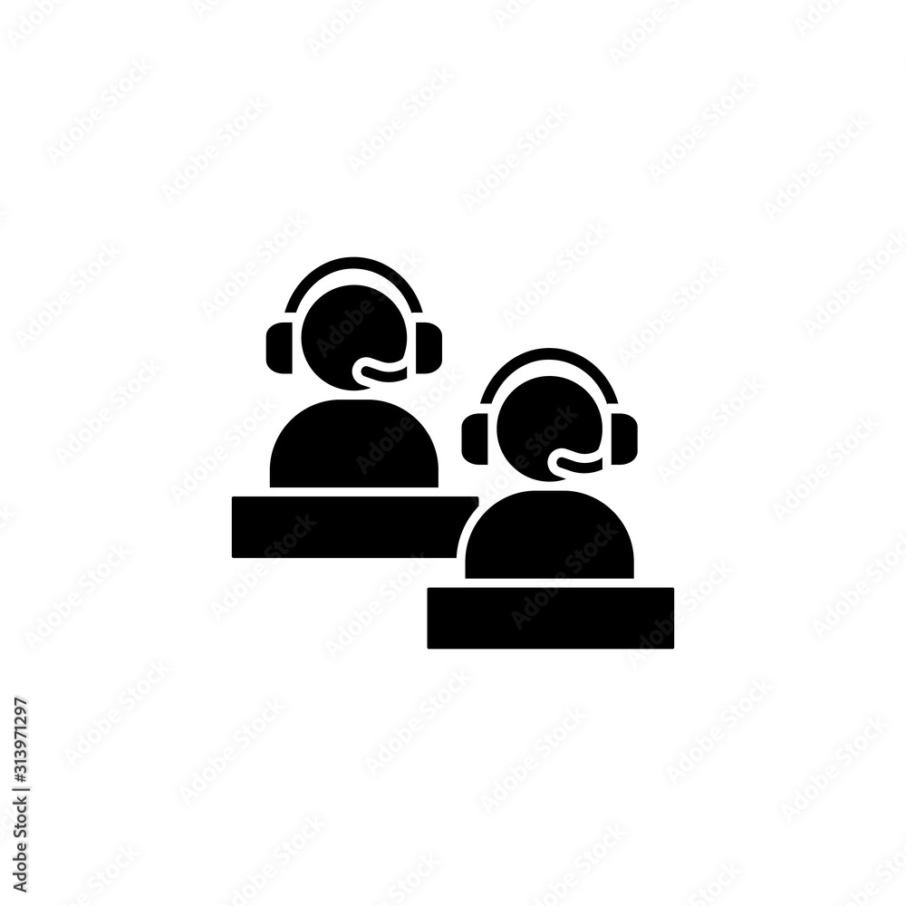Poster call operators headphones icon. simple connection sign icons for ui and ux, website or mobile applic