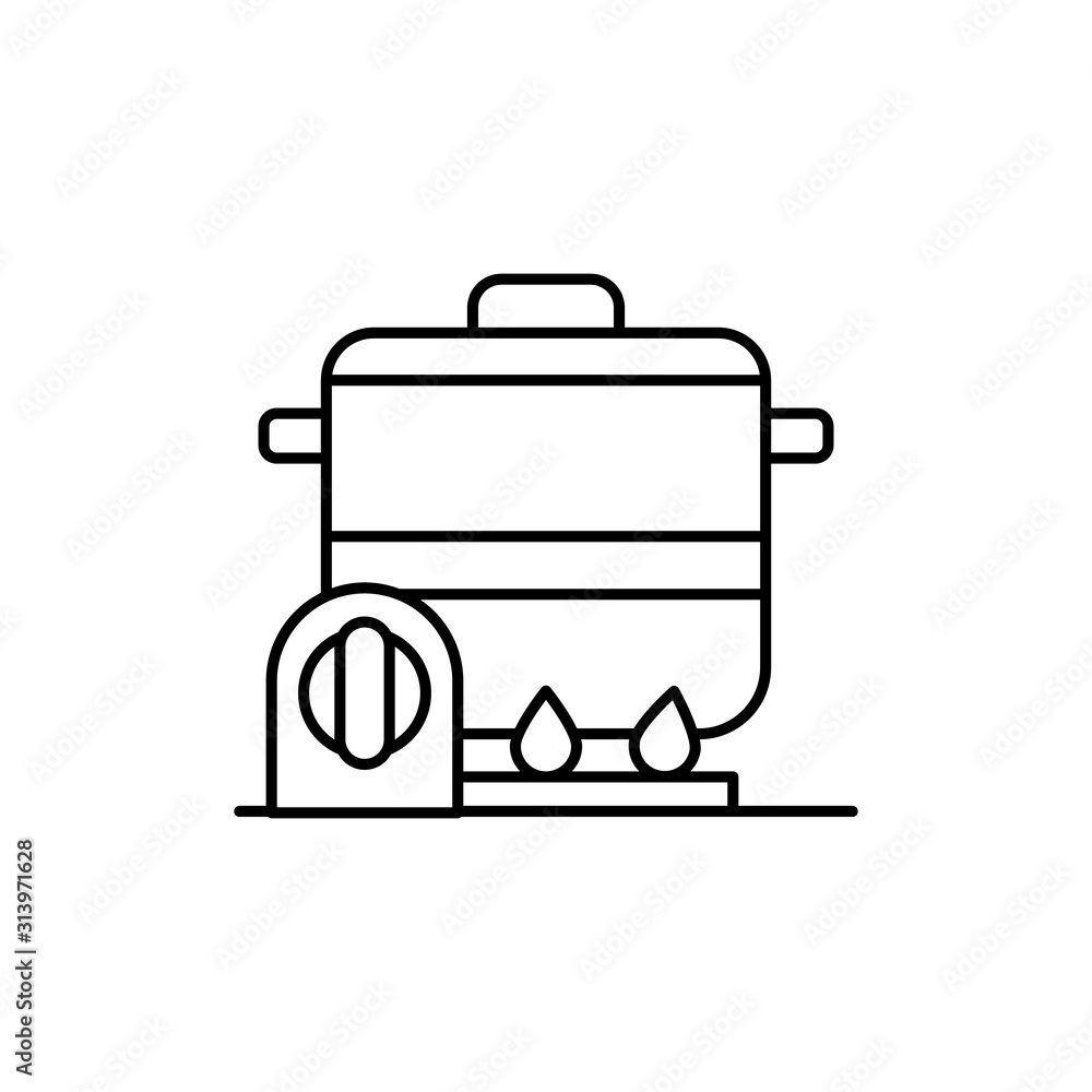 Poster pan stove timer icon. simple line, outline vector cooking icons for ui and ux, website or mobile app