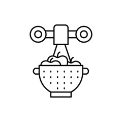 Colander apple crane icon. Simple line, outline vector cooking icons for ui and ux, website or mobile application