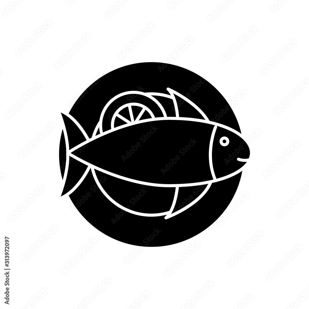 Poster fish lemon food icon. simple diet icons for ui and ux, website or mobile application
