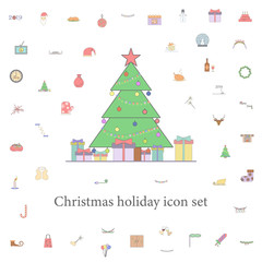 Christmas tree with gifts colored icon. christmas holiday icons universal set for web and mobile