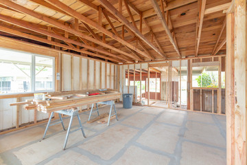 Interior construction home remodel framing project