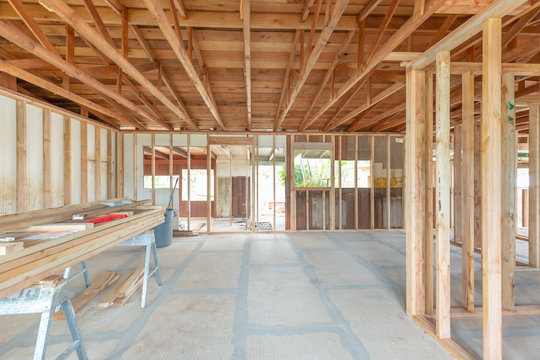 Interior construction home remodel framing project