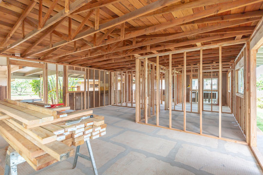 Interior construction home remodel framing project