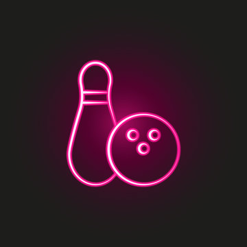 recommend clip art: Bowling neon style icon. Simple thin line, outline vector of fitness icons for ui and ux, website or mobile application