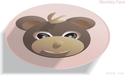 Cute Monkey Face Icon and Pin