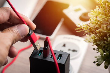 black usb charger