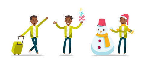 Teen boy lifestyle character vector design no7