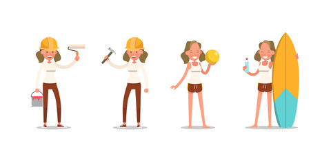 Teen girl lifestyle character vector design no4