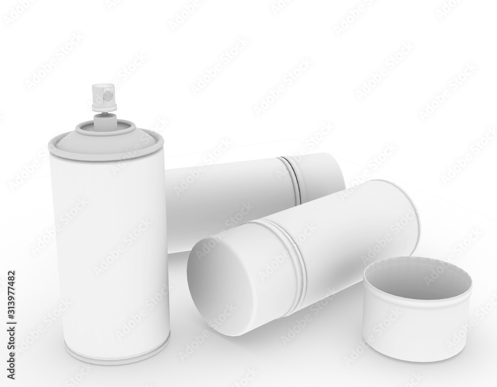 Poster template empty spray bottle mockup white background , 3d rendering