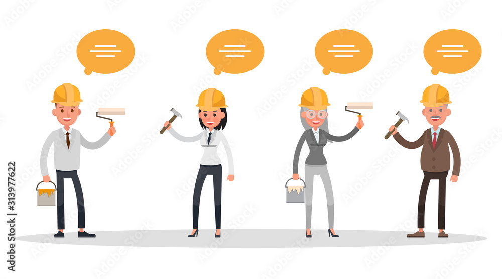Poster worker construction character vector design no2