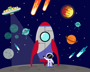 Fototapeta premium vacation in outer space around the planet. vector ilustration