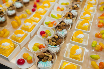 catering food, dessert and sweet, mini canapes, snacks and appetizers, food for the event, sweetmeat