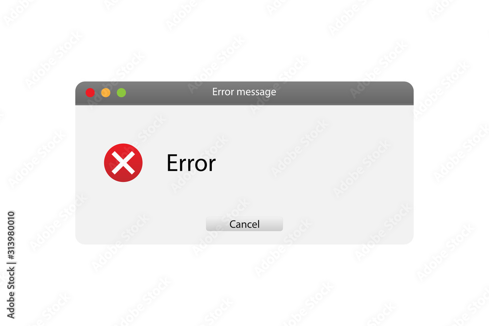 Poster operating system error warning. interface on a white background. flat vector illustration eps10